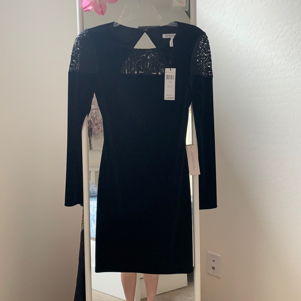 BCBGeneration black suede mini dress